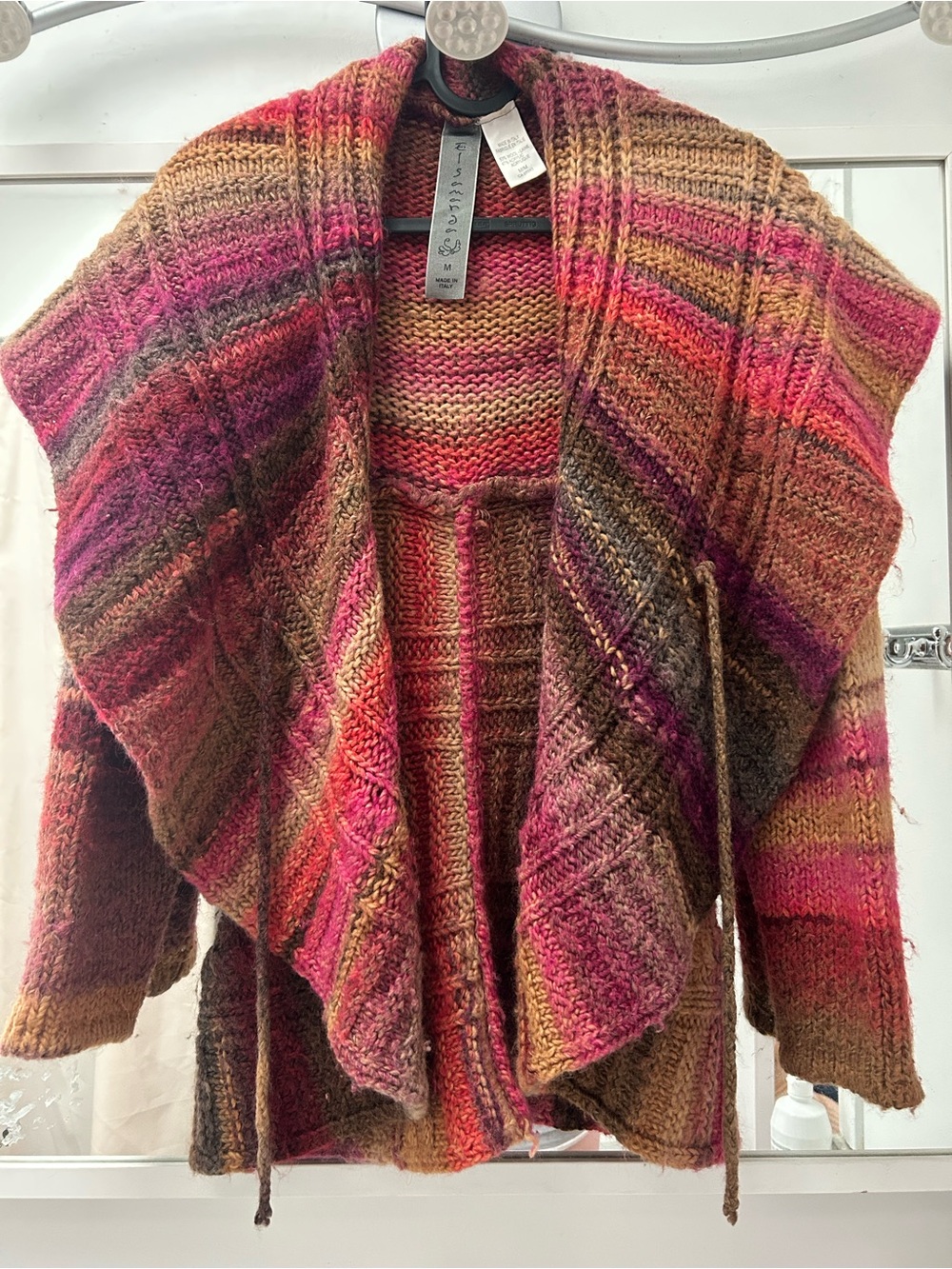 Elsamanda Multicolor Striped Open-Front Cardigan - Pink, Brown, Gold